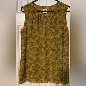 CAbi #3617 Small Paisley Blouse Sleeveless Yellow Black Polyester